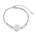 Silver infinity symbol chain bracelet in stainless steel with adjustable lobster clasp - Steel Color (KB151186-Z)