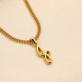 Minimalist 18K gold plated stainless steel necklace featuring a treble clef music pendant - Letter J (Pendant Only)
