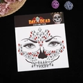 Day of the Dead face jewels sticker with red skull rhinestones for Halloween costume - Red Style 3
