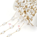 Golden moon-shaped imitation pearl chain link with 13mm size for jewelry making - 8*13mm Irregular Moon Pearl