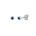 Minimalist round stud earrings with blue cubic zirconia and s925 silver finish - Silver Black Zirconia