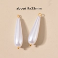 Irregular baroque teardrop pearl pendant 9x35mm with gold ring for DIY jewelry making - 8# Waterdrop (9x35mm) / Gold