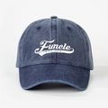 Vintage washed navy blue denim baseball cap with Funcle printed slogan and adjustable back - Navy Blue