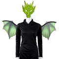 Green dragon mask and wings set with realistic scale texture for carnival costumes - Non-Woven Green Dragon Set