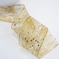Ruban en maille mousseline dorée à paillettes pour sapin de Noël et emballage floral - Paillettes en Maille Or Champagne 6.3CM Longueur 9m