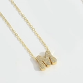 Chic gold chain necklace featuring a crystal-encrusted letter M pendant for women - Letter M