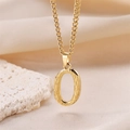 Golden textured letter O pendant necklace with elegant snake chain and hammer finish - Gold Letter O (Pendant Only)