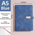 Blue A5 business notebook with leather cover, metal buckle and 100 sheets of premium paper - A5 (With Buckle / 100 Sheets) / Blue