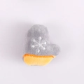 Cute gray and yellow plush mitten charm with white snowflake embroidery for bags - Christmas Glove - No Brooch (Patch)