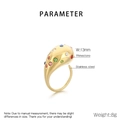 Macro shot of gold stainless steel teardrop ring with colorful rhinestones details - Gold Multicolor Zircon (KR112033-HR)