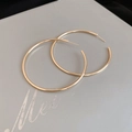 Macro shot of large polished gold hoop earrings with minimalist circular design - 5cm / Gold / Silver Needle