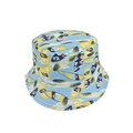 Detail van lichtblauwe vissershoed met gele surfplanken en tropische Aloha-prints - M (56-58cm) / Blauw ALOHA Surfen