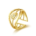 Anello aperto multistrato placcato oro 18K con motivo a sole e cristallo incastonato - Stile Sole Malocchio con Zirconia (SR22040112)