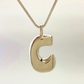 Silver balloon letter C pendant necklace with polished finish and box chain style - Letter C / Silver
