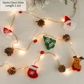 2.2m Santa Claus LED string light with pine cones and festive ornaments on linen background - Pinecone Cartoon Style
