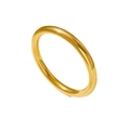 Polished hollow gold stainless steel minimalist round bangle shown at a 45-degree angle - 8mm / Gold