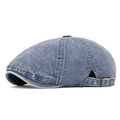 Berretto in denim blu lavato regolabile con fibbia metallica e tessuto stile retrò - Azzurro