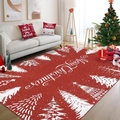 Tapis de Noël rouge en imitation cachemire avec texte Merry Christmas et silhouettes de sapins - 40*60cm (Imitation Cachemire) / Style 4-Silhouette de Sapin de Noël Rouge