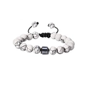 Bracciale regolabile in turchese bianco con ematite e cordino intrecciato nero - Howlite