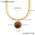 Specifiche dettagliate delle dimensioni per il ciondolo occhio di tigre e catena a serpente - Collana occhio di tigre dorata