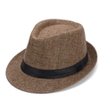 Classic coffee brown straw fedora hat with a black ribbon band for sun protection - M (56-58cm) / Paper Straw Coffee with Black Ribbon