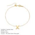 Dainty 14k gold-plated stainless steel anklet featuring a personalized letter X charm - Letter X / Gold