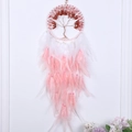 Life Tree dream catcher with pink and white feathers for Nordic home wall decoration - Under the Tree of Life - Pink