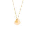Golden chain necklace featuring a pale pink shell pendant with a small gold starfish - Starfish Style