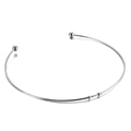 Minimalist silver stainless steel collar necklace with spherical ends and polished finish - Steel Color Necklace (KN107084-Z)