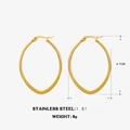 Golden stainless steel oval teardrop hoop earrings for women in large size variant - Gold Oval Earrings