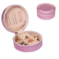 Pink mirror finish round jewelry box with zipper for rings and earrings storage - Round 10*10*5CM / Mirror Pink