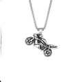 Collana con ciondolo moto argento vintage stile punk hip hop per uomo e donna - Moto d'argento