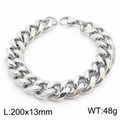 Polished silver stainless steel Cuban link bracelet, size 200x13mm with lobster clasp - 13mm(KB180287-Z)