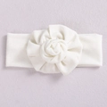 Soft elastic white baby headband with large 3D fabric flower for infants and newborns - White