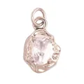 Lava style silver pendant with oval clear zircon and irregular textured border detail - L229092-Clear White Gold
