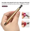 Dual-head matte gold magnetic wand tool for creating varied cat eye nail art effects - Matte Gold Double Wand + 10mm Ball Magnet