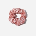 Pink satin scrunchie with smooth silk finish and classic elastic hair tie design - Dusky Pink