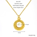 Collana in acciaio inossidabile placcata oro PVD con ciondolo a perla da 19 mm - Oro