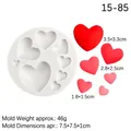 White silicone mold with 7 heart cavities of various sizes for DIY cake decorating - Style 3-Heart Grey