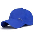 Dark blue quick-dry outdoor baseball cap with breathable laser-cut mesh and mountain logo - Sapphire Blue