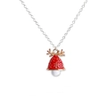 Christmas bell necklace with red enamel, gold antlers and silver chain variant - Red Christmas Bell Style (NC23Y0515-6)