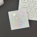 Autocollant holographique chat avec texte Luck pour enfants sur un clavier - Argent Arc-en-ciel (Chaton)
