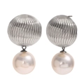 Vintage-Ohrringe mit 18K Goldbeschichtung, Heißluftballon-Design und rosa Perlen - Stahlfarbe