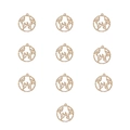 Detailed view of ten circular hollow gold pendants for DIY jewelry crafting on white - Round Leaf Style (2#) / 10 Pieces Pack / Gold