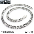 Collier chaîne gourmette en acier inoxydable argenté 600x8mm avec fermoir homard - 8mm x 600mm
