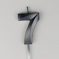 Number 7 birthday candle in metallic black finish with elegant geometric faceted design - Number 7 / Black and Gray
