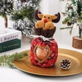 Christmas reindeer gift bag with a red heart window and drawstring closure for candy - Heart Apple Bag Reindeer