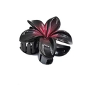 Glossy plumeria hair claw clip with black to dark magenta gradient finish - Black Plumeria [Black Red]