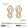 Modern wavy irregular stainless steel earrings in gold and silver two-tone layered design - Two-Tone Gold & Silver Nested Earrings (JDEW2410036-PS)