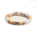 Elastic beaded bracelet with natural amethyst tiger eye agate stones in multi-color - Crazy Agate